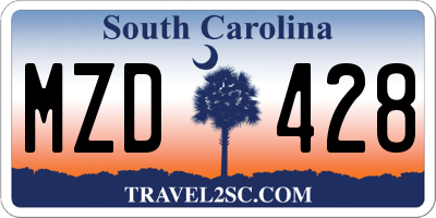 SC license plate MZD428