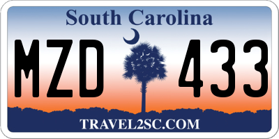 SC license plate MZD433