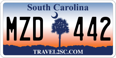 SC license plate MZD442
