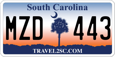 SC license plate MZD443