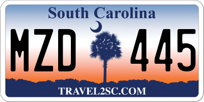 SC license plate MZD445