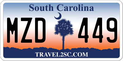 SC license plate MZD449