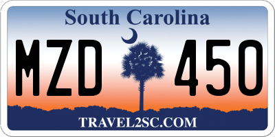 SC license plate MZD450