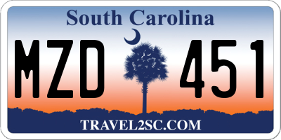 SC license plate MZD451