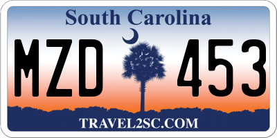 SC license plate MZD453
