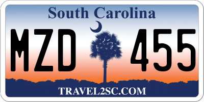 SC license plate MZD455