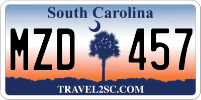 SC license plate MZD457