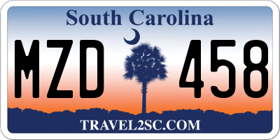 SC license plate MZD458