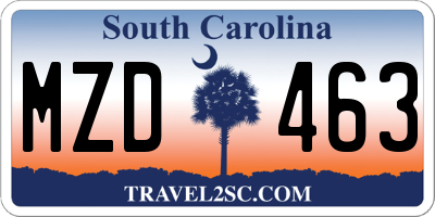 SC license plate MZD463