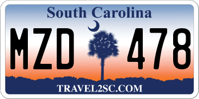 SC license plate MZD478