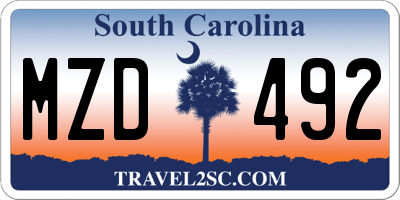 SC license plate MZD492