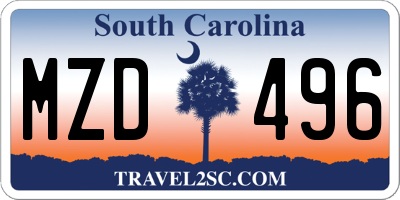 SC license plate MZD496