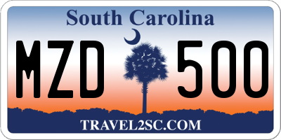 SC license plate MZD500