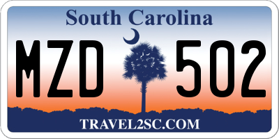 SC license plate MZD502