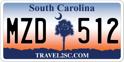 SC license plate MZD512