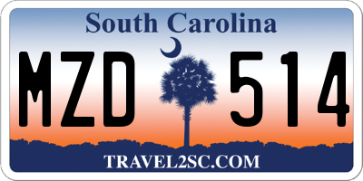 SC license plate MZD514