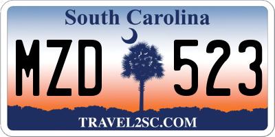 SC license plate MZD523