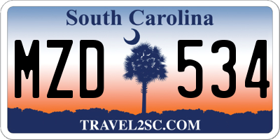 SC license plate MZD534