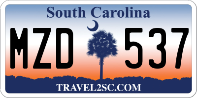 SC license plate MZD537