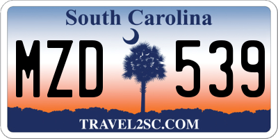 SC license plate MZD539