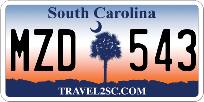 SC license plate MZD543