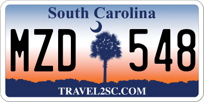 SC license plate MZD548
