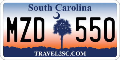 SC license plate MZD550