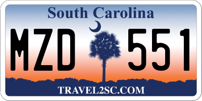 SC license plate MZD551