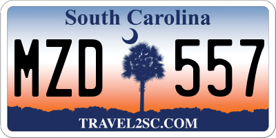 SC license plate MZD557