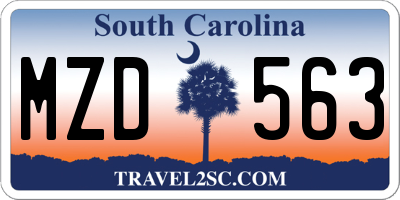 SC license plate MZD563