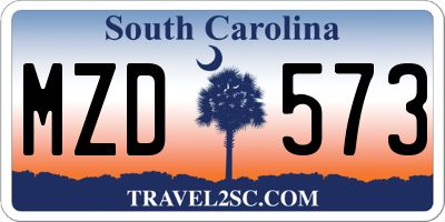 SC license plate MZD573