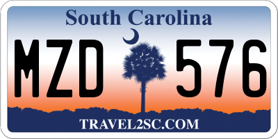 SC license plate MZD576