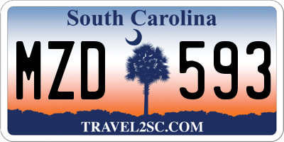 SC license plate MZD593