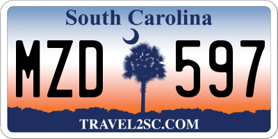 SC license plate MZD597