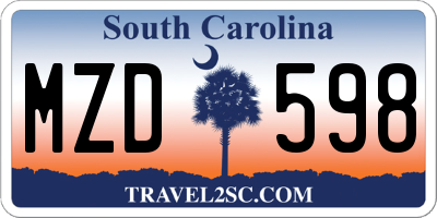 SC license plate MZD598
