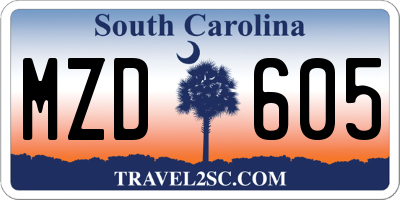 SC license plate MZD605