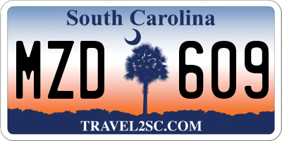 SC license plate MZD609