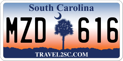 SC license plate MZD616