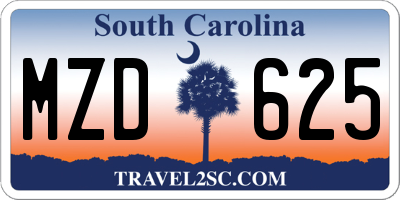SC license plate MZD625
