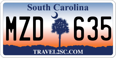 SC license plate MZD635