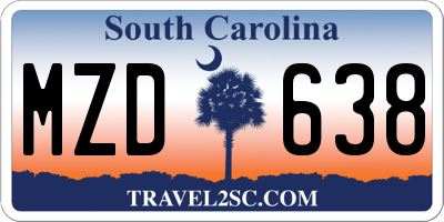 SC license plate MZD638