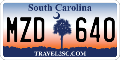 SC license plate MZD640