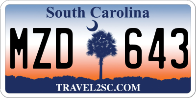 SC license plate MZD643