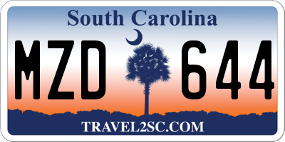 SC license plate MZD644