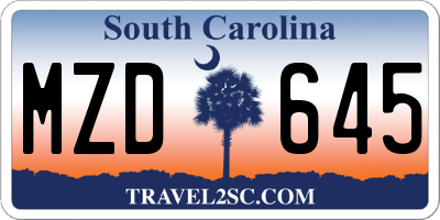 SC license plate MZD645