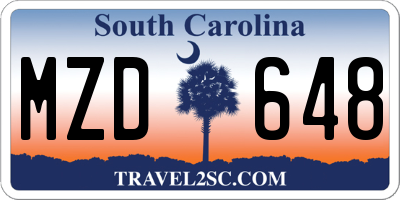 SC license plate MZD648