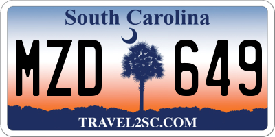 SC license plate MZD649