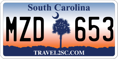 SC license plate MZD653