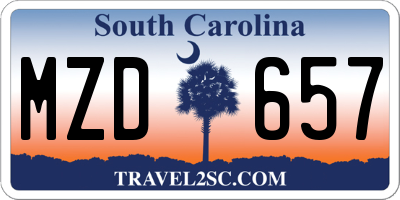 SC license plate MZD657