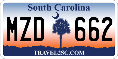 SC license plate MZD662